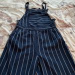 Ten Sixty Sherman Pinstriped Navy Blue & White Linen Blend Cropped Jumpsuit, size XS Photo 4
