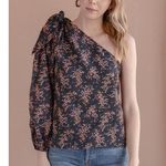 Ulla Johnson  Enid One Shoulder Blouse Shirt Jet Floral Size 8 Photo 0