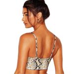 Nasty Gal  Tan Snakeskin Cutout Tie Detail Triangle Swim Bikini Top Size 8 Photo 2
