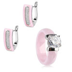 Boutique NEW Women's 1 Carat Simulated Diamond Pink Ceramic Engagement Ring, Size 6 Photo 8