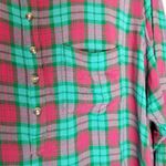KAVU  PINK GREEN PLAID CHECK HI LOW POPOVER TUNIC LONG LINE BLOUSE XL Photo 5