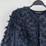 St. John  Evening Jacket 12 Navy Textured Fringe Cocktail Statement Luxury Blazer Photo 3