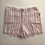 Old Navy Women’s Linen Blend Striped Shorts Size 14 Beige Purple Lightweight Photo 2