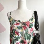Isaac Mizrahi White Tropical Print Tank Top, Coconut Girl Y2K Boho Resortwear‎ Small Photo 1