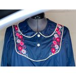 nightgown robe satin button front embroidered White Size L Photo 2