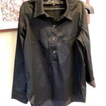 Preston & York  Black Crisp Cotton Blend Long Sleeved Pull on blouse S Photo 0