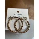 Crown & Ivy NWT  Shiny‎ Gold Twisted Braided Hoop Earrings Photo 3