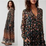 Free People NEW See It Through Dress Black Floral Combo Flowy Maxi MD Romantic Photo 12