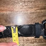 Womens Black Woven Leather Belt Statement Buckle Medium Career Casual Office Photo 4