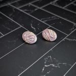 Vintage Stud Earrings Light Purple/Lilac & Gold Tone Oval Purple Photo 2