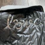 Disney Parks Faux Leather Minnie Embroidered Vest LOVE Sequins Black Grey XS Photo 6