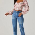 ASTR 💕 THE LABEL💕 Floral Tie Shoulder Long Sleeve Top ~ Pink Floral Print M NWT Photo 2