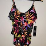 Magicsuit Oasis Rita Tankini Top Tropical Floral Ruffle Swim Size 8 Womens NWT Black Photo 11