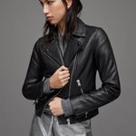 ALLSAINTS NWT Dalby Slim Fit Leather Biker Jacket Black Size 4 Photo 2
