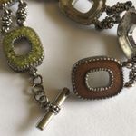 Liz Claiborne Vintage Silver Tone & Enamel Link Toggle Closure Bracelet Photo 4