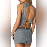 Edikted Edkited Quinlan Open Back Sleeveless Denim Top Women’s Size Large Photo 1