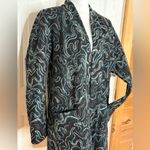 J Jill Women's Open Front Cardigan Sweater Abstract Swirls Wool Blend Size M Black Size M Photo 1