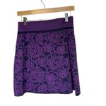 Title Nine Purple Navy Knit A Line Skirt Floral Outdoor Small Stretch Hiking Photo 1