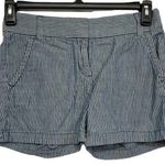 J.Crew  Stripe Blue White 5" Chambray Railroad Shorts Size 0 EUC #2459 Photo 0