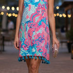 Lilly Pulitzer ROXI Dress Cover Up Womens Medium I'm So Jelly Coral Reef Tassel Photo 0