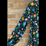  NEW YORK KATE SPADE Floral Garden Tulip Dress In Black LARGE Photo 2