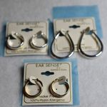 NWT Ear Sense 3/$15 Gold/Silver Tone Latch Back Fashion Modern Casual Earrings Silver Photo 0