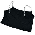 Black Silver Chain Strap Design Crop Top Style Shirt Women’s Size Small Fit! Photo 1