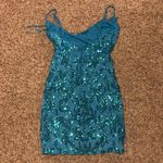 Windsor  Blue/Teal Sparkly Homecoming Dress Photo 2