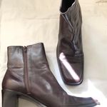 Y2K Gianni Bini Brown genuine leather square toe chunky platform ankle chelsea boots booties #grunge Photo 1