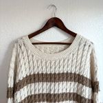 Pilcro by Anthropologie Womens Sweater Longline Ivory Beige Stripe Size XL Brown Photo 3