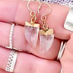 Handmade **Gold Dipped Faceted Gemstone White Turquoise Earrings Photo 1