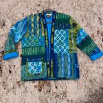 Yak Majik Womens Green Blue Floral Paisley Textured Jacket Sz Medium Photo 1