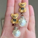 Handmade Kawaii teddy bear y2k fairy 2WAY studs & dangle earrings🧸🌟 Photo 3