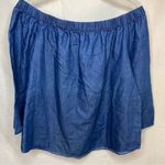 Saks 5th Avenue Off‎ the shoulder, Saks Fifth Ave, denim like, sz lg Photo 4