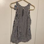 Old Navy  Blouse Women’s Size Medium High Neck Tank Top Blue/White Stripe Photo 2