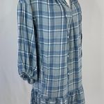 Max Studio New  Plaid Ruffle Hem Balloon Sleeve Babydoll Dress Blue Photo 8
