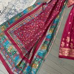 Party Wear Indian Pakistani Magenta 3pc Suit with Shawl Dupatta Fancy Dress Purple Size M Photo 9