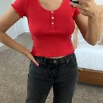 Me to We Red vintage shirt sleeve Henley Photo 0