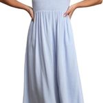 Lulus LULU’S Looking Up Light Blue Chambray Smocked Tie-Strap Midi Dress Size XS Photo 0