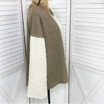 POL ‎ Open Tie Back Sweater Bell Sleeve Color Block Brown Cream Large Photo 2