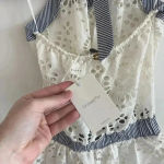 120 NWT Ondademar Eyelet Halter Swim Blouse Size XS White Photo 3