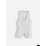 Madewell  100% Linen Scoopneck Cutaway Vest Salt White Button Up Size 0 Photo 5