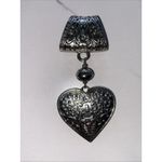 Coldwater Creek  Silver Metal Filigree Heart Pendant Slide Scarf Accessory EUC Photo 1