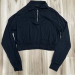 Brandy Melville John Galt Black Quarter Zip Cropped Sweatshirt Women’s Small Photo 1