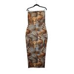 SheIn  SXY Women’s Strapless Bodycon Maxi Dress Leopard Print Side Slit Size L Photo 3
