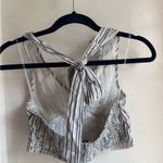 American Eagle  Outfitters White and Blue Stripe Tie Halter Tank Crop Top Size XS Photo 2