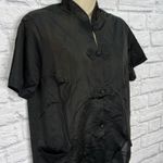 Vintage Shadowline Pajama Set Black Size S 32 Short Sleeve Mandarin Nylon Photo 3