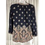 Lucky Brand  women 1/2 button down top small Blue Pink Paisley Bohemian Shirt Photo 1