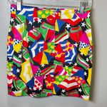 Escada Women's Vintage Umbrella Print Pencil Skirt Size 36 Red Photo 2