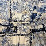 Joie  Blue And White Tropical Toile Fit and Flare Dress, Sz 10 Photo 11